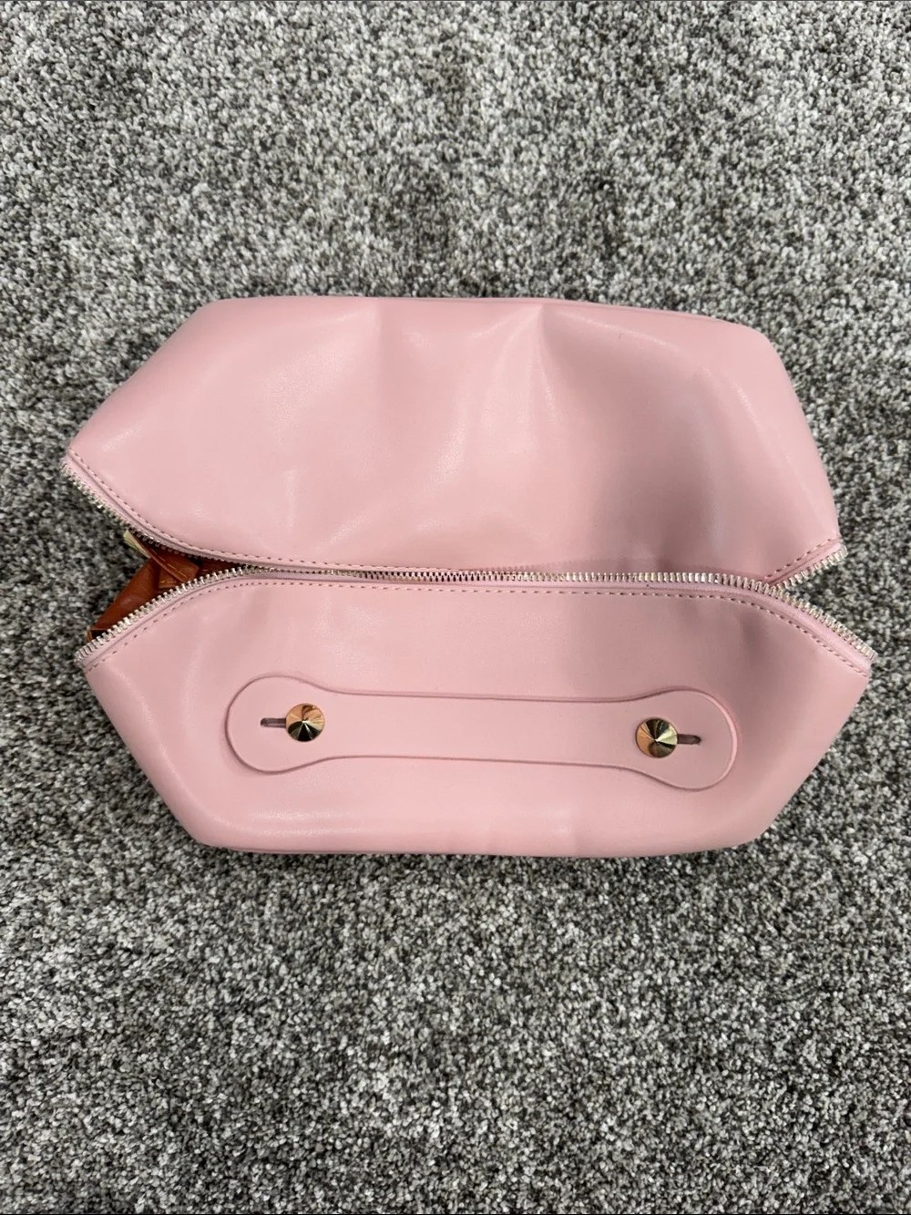 Pink Leather Zippered Cosmetic Pouch ~ One Size